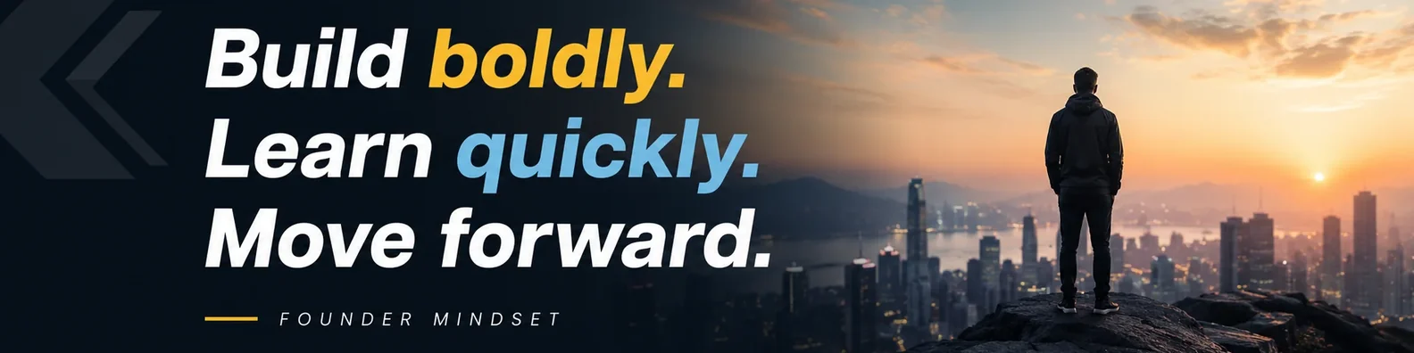 Quote LinkedIn cover photo example with a founder mindset quote