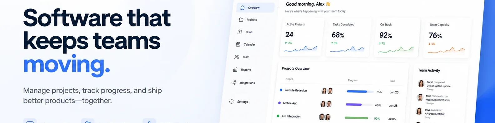 Technology LinkedIn cover photo example with SaaS product dashboard design